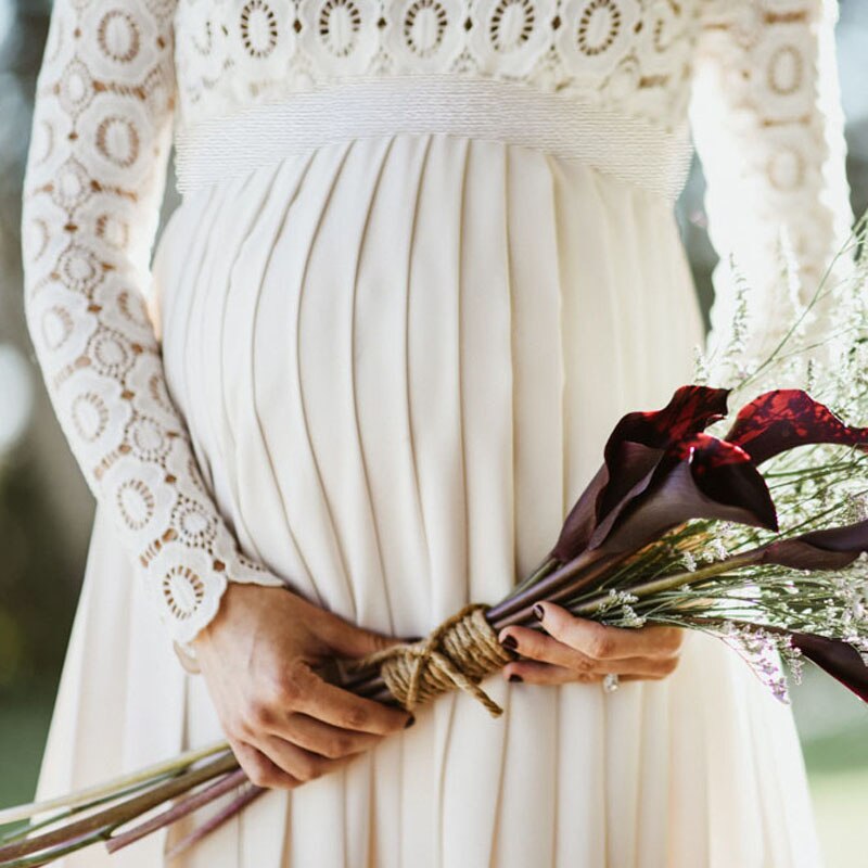 Slim Straight Lace Maternity Photography Props Pleated Pregnancy Dress Photography Maternity Dresses For Photo Shoot Vestidos