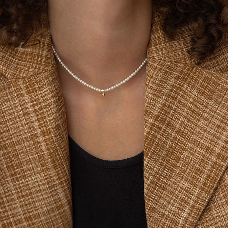 2021 nova moda imitação de pérolas grânulo colar feminino simples feito à mão strand colar para presente de jóias femininas: 1