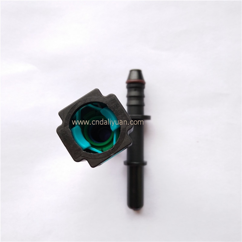 7.89mm ID6 180 degree SAE fuel pipe fittings plastic Fuel line quick connector female male connector with double buttom 5 sets
