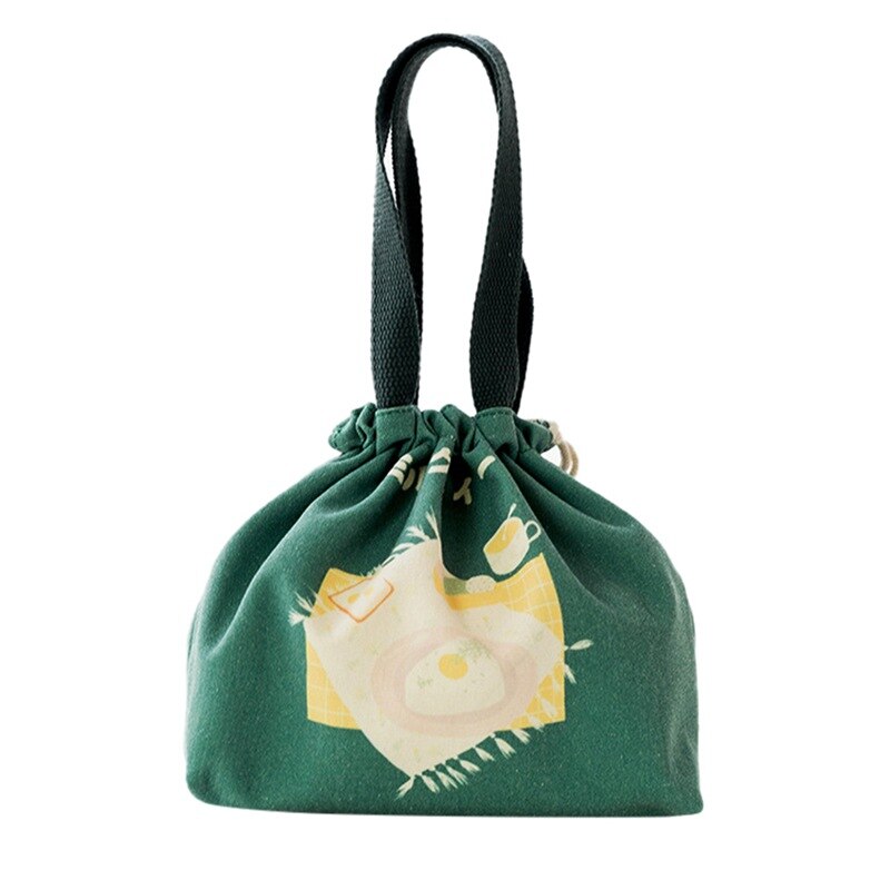 Japanese-style Lunch Food Box Bag Portable Thermal Insulation Canvas Lunch Box Bags Lunch Box Tote Food Bags Home Products: D