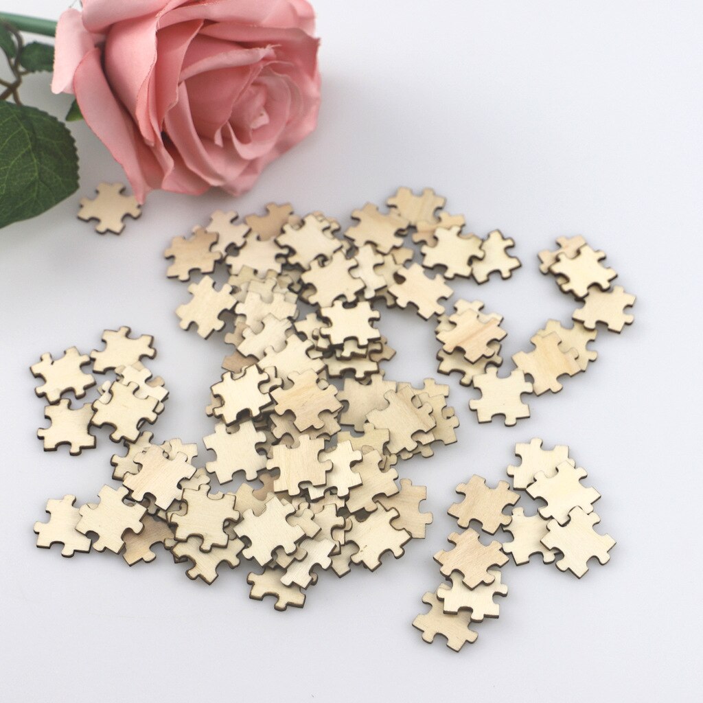50pcs 20mm Unfinished Wooden DIY Jigsaw Puzzles Plain Puzzle Pieces Blank Puzzle Pieces for DIY Crafts, Arts, Card Making