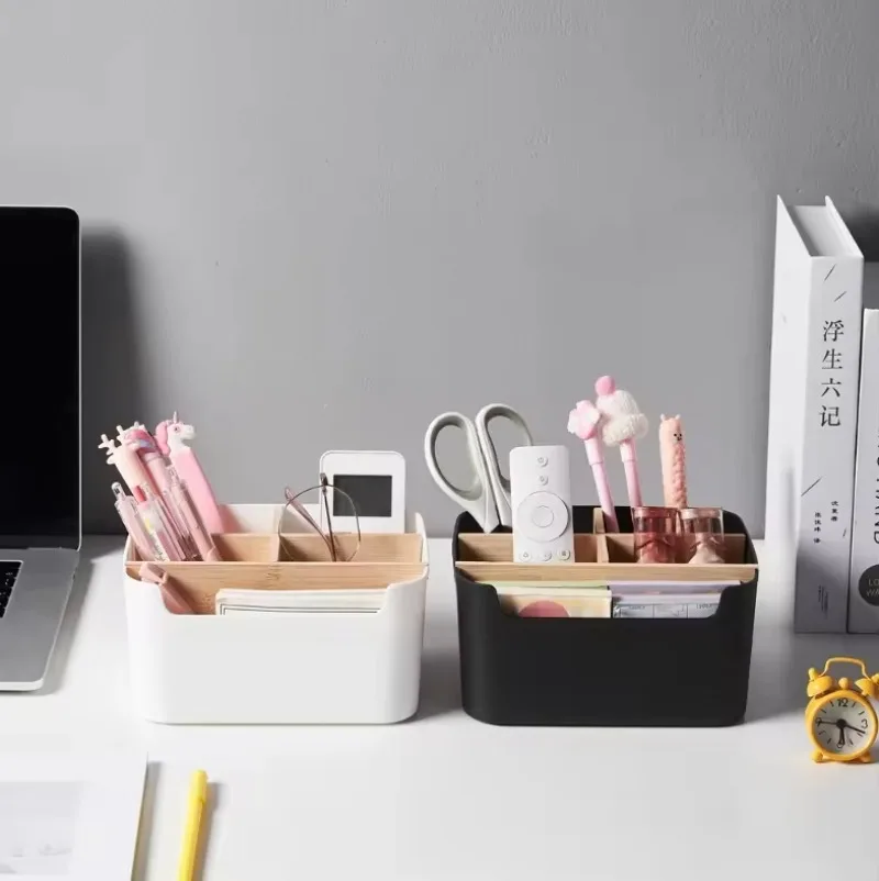 Fernbedienung Halfter Schreibtisch Lagerung Organizer Kasten Container Bambus Holz Partition Abnehmbare Lagerung Kasten Schreibtisch Büro Liefert