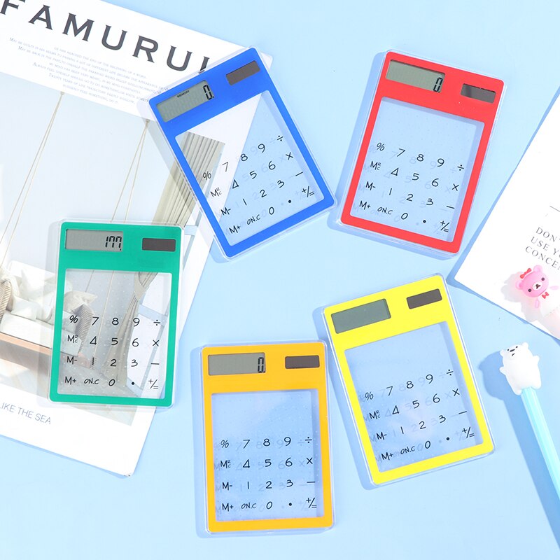 1Pc Transparent Cartoon 8-Digit Calculator Solar Energy Mini Portable Calculator