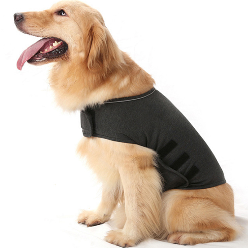 Baumwolle Angst Linderung Hund Jacke wickeln Brust Beruhigende Weste betonen Freies Donner Weste für Chirurgie Erholung Haustier Hemden Accessori: grau / XL