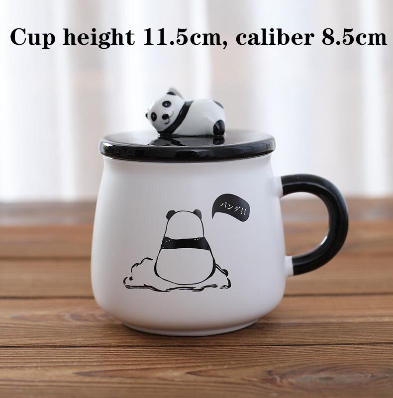 Criativo bonito panda caneca de cerâmica com tampa resistência de alta temperatura durável leite copo de café nós beber copos de água suprimentos para casa: D