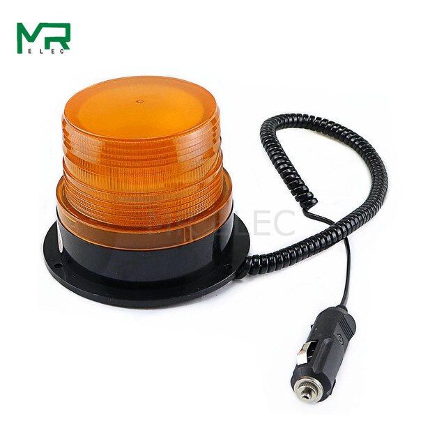 N-5095 12V/24V Sigarettenaansteker Signaal Waarschuwingslampje Rolling Led Knippert Noodverlichting Baken Lamp Met magnetische Gemonteerd: yellow / Voice 24V