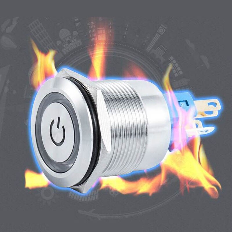 12V Stainless Steel Refit Switch 7/8" 22mm Motorcycle Handlebar Switches Headlight Fog Lamp Light Horn ON OFF Latching Button