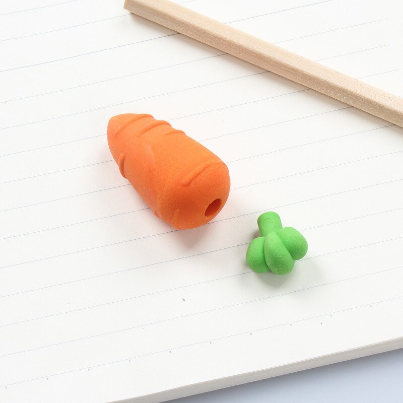 3pcs/pack Lovely Carrot Pencil Rubber Eraser Primary Student Promotional Kawaii Stationery School Supplies