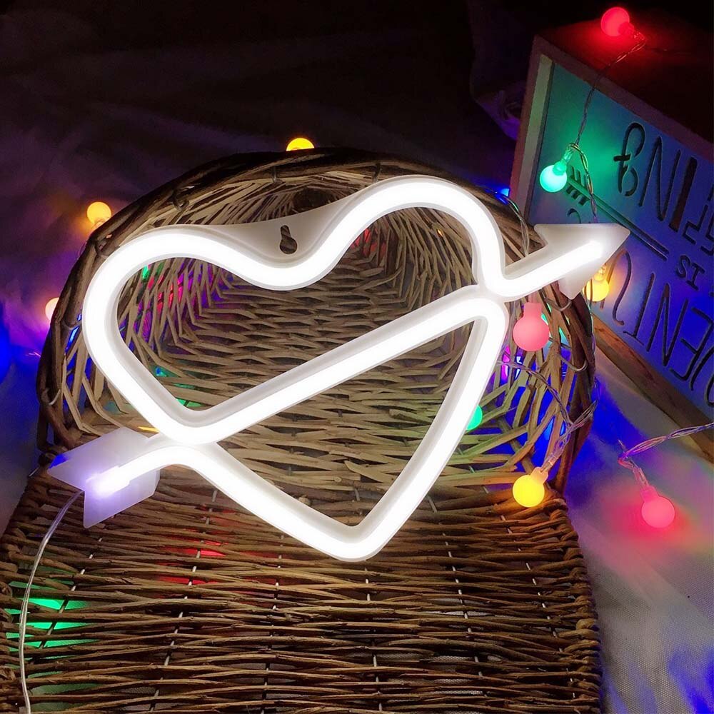 Mooie nachtlampjes neonbord hart tafellamp voor bar thuis feestdecoratie kerstmis verjaardag kind koppellampjes: Wit