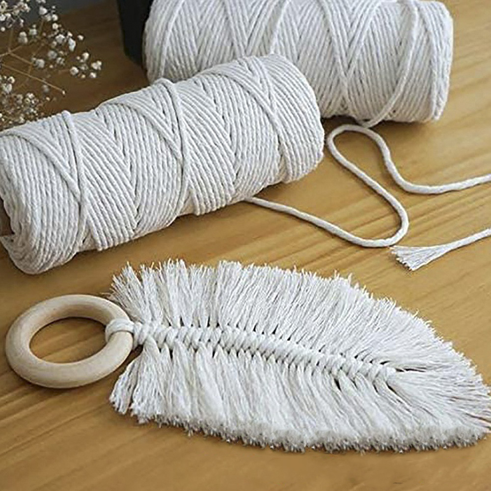 With Wood Ring Wood Stick Macrame Cord Wall Hangings Plant Hanger Braided Cord Natural Cotton Rope DIY Teether Macrame Kit