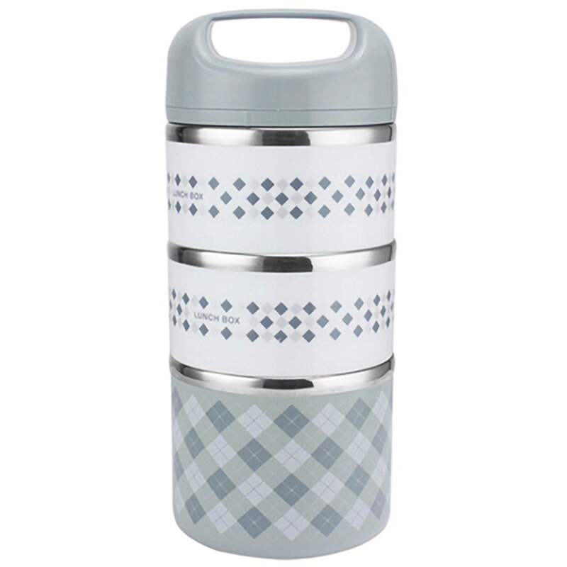 Portable Stainless Steel Thermal Lunch Box for Office Lunchbox Leakproof Thermo Lunch Box Food Container: Blue / 3