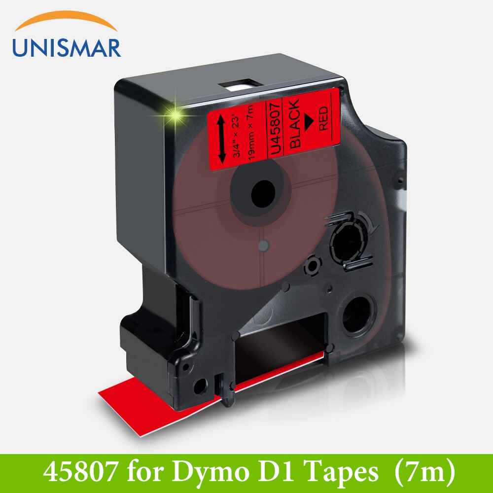 Black on White 45803 19mm Label Tape for DYMO D1 Ribbon Sticker for LabelManager 360D 420P PnP Wireless Rhino 5200 4200 Printer: Black on Red