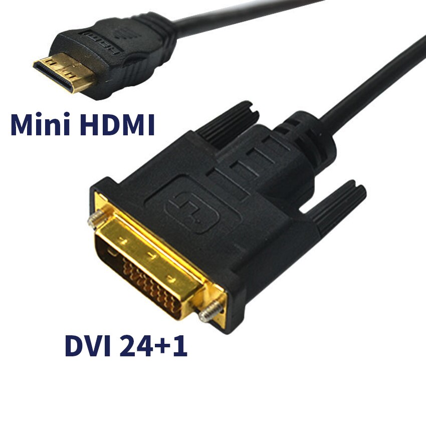 30cm Mini HDMI macho a DVI-D 24 + 1 Cable adaptador macho para HDTV LCD Tablet portátil