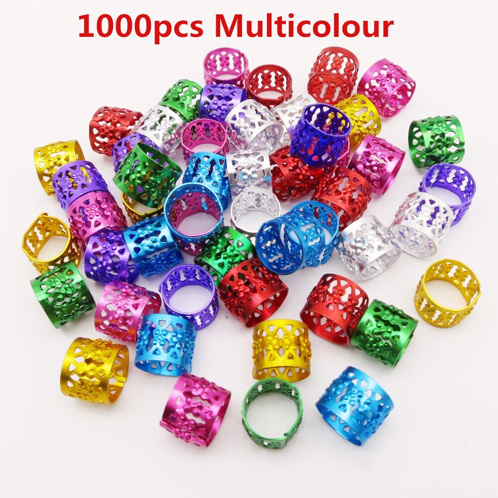 200pcs-1000pcs hair dread Braids dreadlock Beads adjustable cuffs clips Micro Rings for girls women men Accessories: 1000pcs multicolour