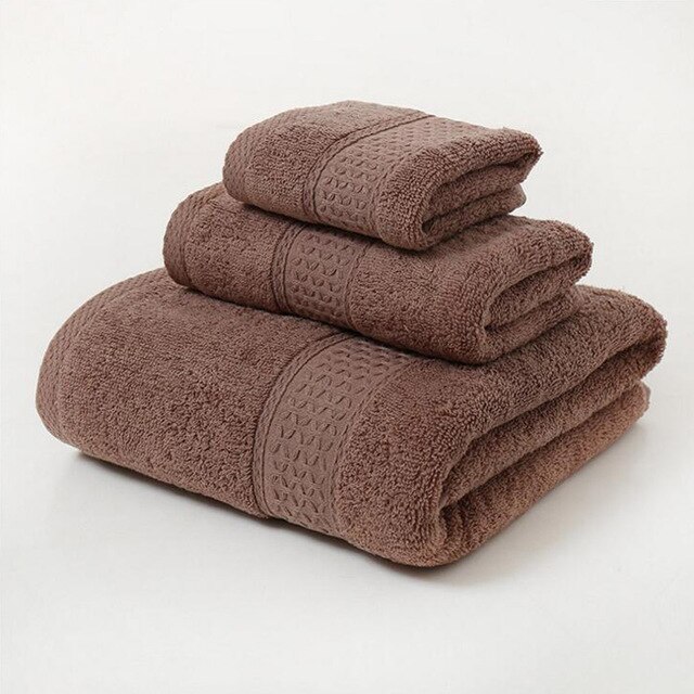 3 stuks / partij handdoekenset effen kleur katoen grote dikke badhanddoek badkamer hand gezicht douche handdoeken thuis voor volwassenen kinderen: 7