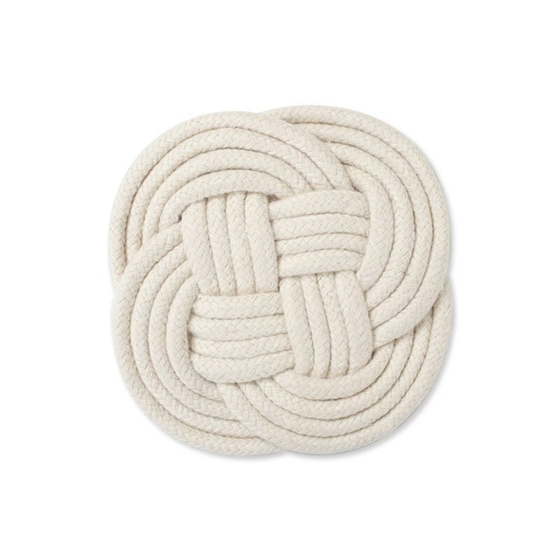 Handmade Woven Cotton Thread Jute Table Mat Non-Slip Dining Table Placemat Rattan Insulation Cup Coaster Home Dinner Decoration: W1