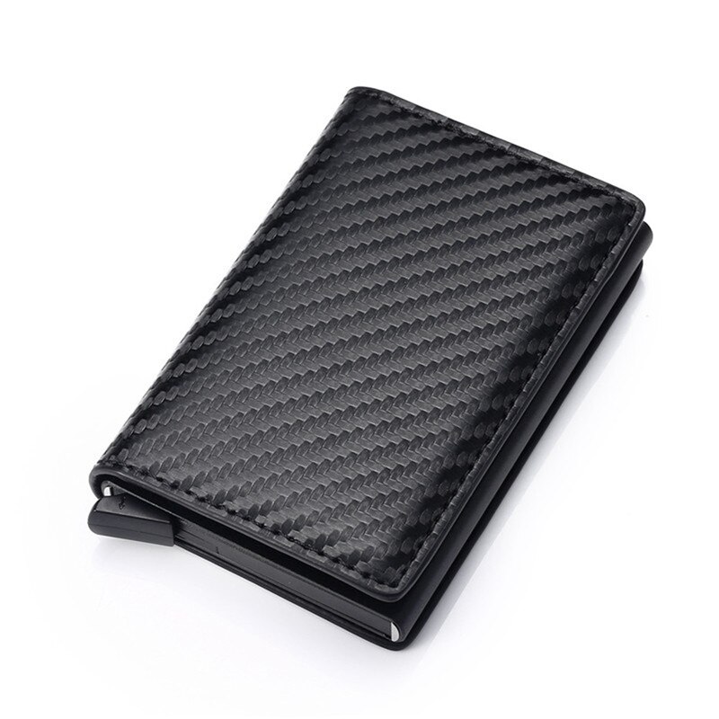 BISI GORO Men Vintage Blocking Rfid Wallet PU Leather Antitheft Credit Card Holder Unisex Security Information Aluminum Purse: Tanxian Black 9810