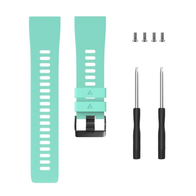 Watchband For Garmin Forerunner 35 Soft Silicone Bracelet For Garmin Forerunner 35 Strap Replacement Watch Strap Wristband: blue-green