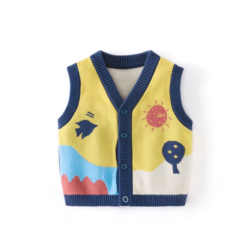 Geboren Baby Kniteed Vest Baby Vest Kids Jassen Voor Meisjes Jongens Kinderen Kleding Jas Mouwloos Vest Peuter Winter: BLUE / 24M