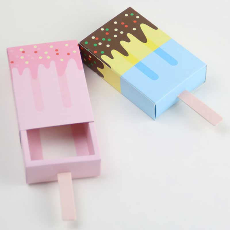 10ps/Lot Ice Cream Paper Cardboard Box Packaging Chocolate Candy Box DIY Wedding Baby Shower Birthday Guests Boxes