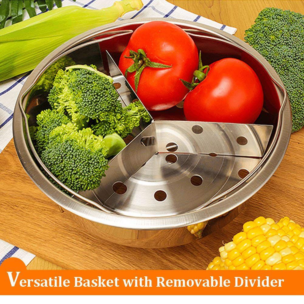 Steamer Basket with 3-way divider for Instant Pot Accessories 6 Qt 8 Quart with Pressure Cooker Egg Rack Trivet