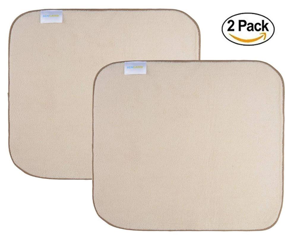 Sunland Home Microfiber Dish Drying Mat Dish Drying Rack Pads Kitchen Counter Mat Super Absorbent 16InX18In 2 Packs: beige