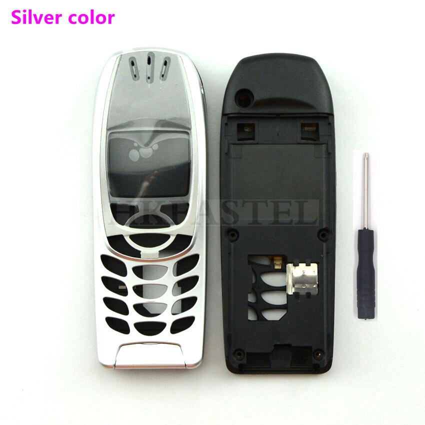 Brandnew Voor Nokia 6310 6310i Mobiele Telefoon 5A Behuizing Cover Case (Geen Toetsenbord) zwart Zilver Goud Bruin Gratis Tool: Silver