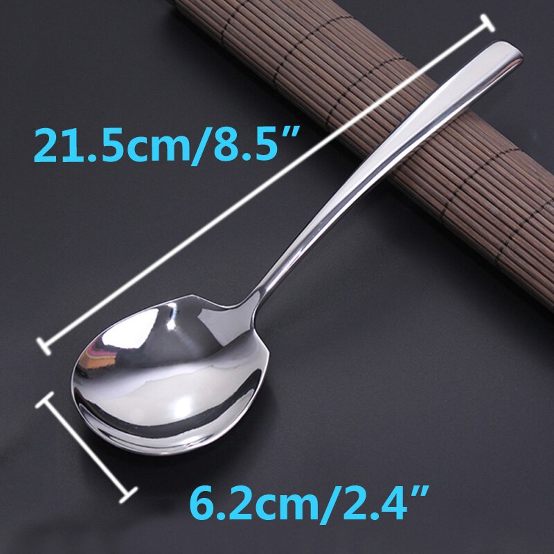 8.5'' Stainless steel Dinner Spoon Large Buffet Serving Spoon Thickness Round Soup Rice Western Restaurant Bar Cafe Public Spoon