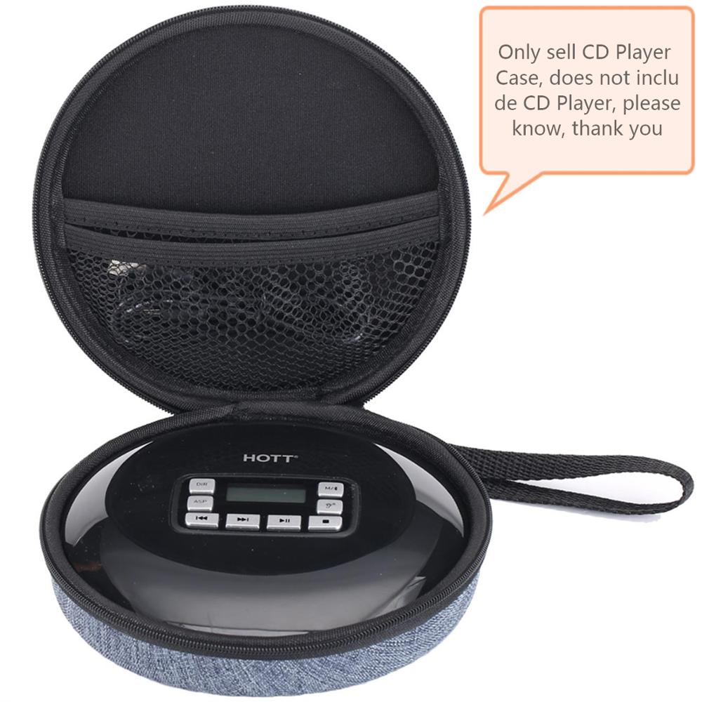 Cd-afspiller etui hård bæretaske kompatibel til hott bærbar cd-afspiller 511/611/611t/711,  cd'er, hovedtelefon, usb-kabel og aux-kabel