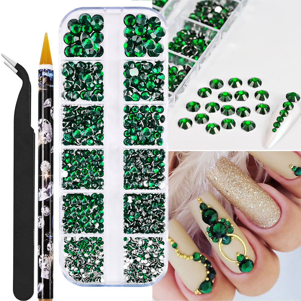 Perles demi-rondes à 12 grilles, breloques 3D pour ongles, 1.5/2/2.5/3/4/5mm, perles blanches à dos plat, bijoux pour ongles, artisanat des ongles, strass: jaune clair