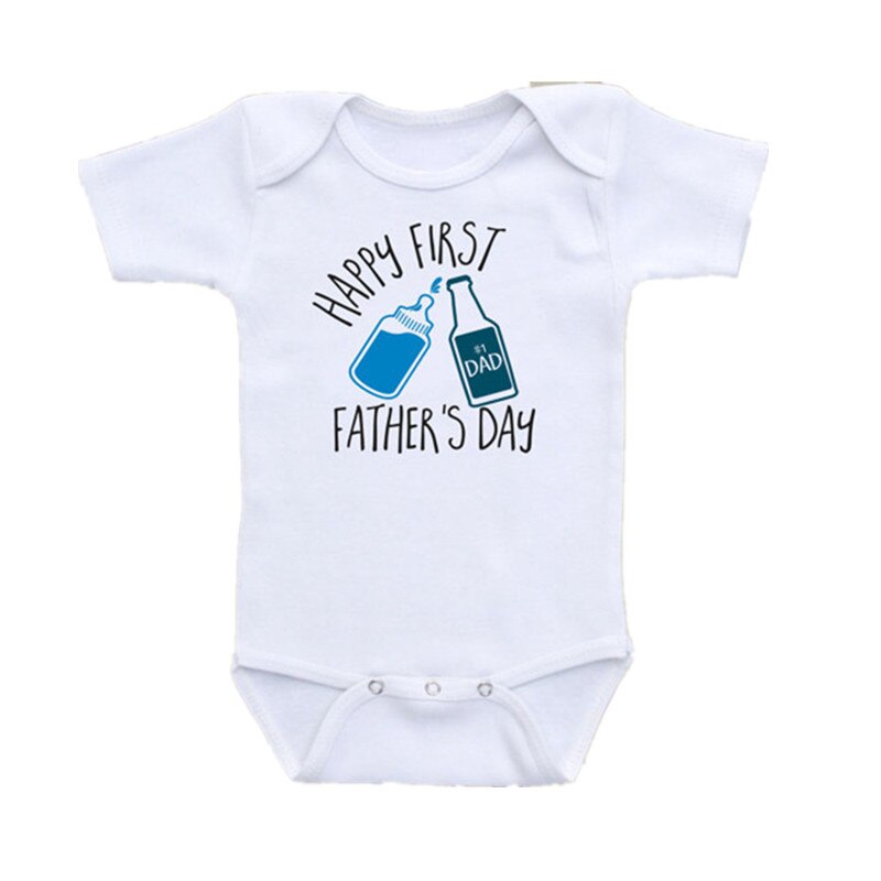 Zomer babykleding, gelukkige eerste vaderdag print baby jongen meisje romper wit katoen korte mouwen babykleding voor papa