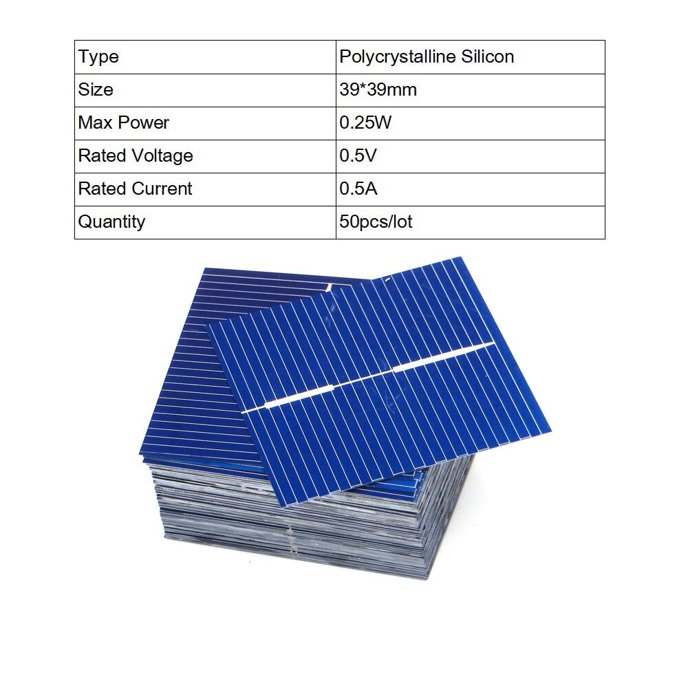 50Pcs Zonnecellen 125 156 Polykristallijne Zonnepaneel 52 78 Diy Oplader Batterij 5V 6V 12V Silicon Sunpower 5/6 Inch Poly