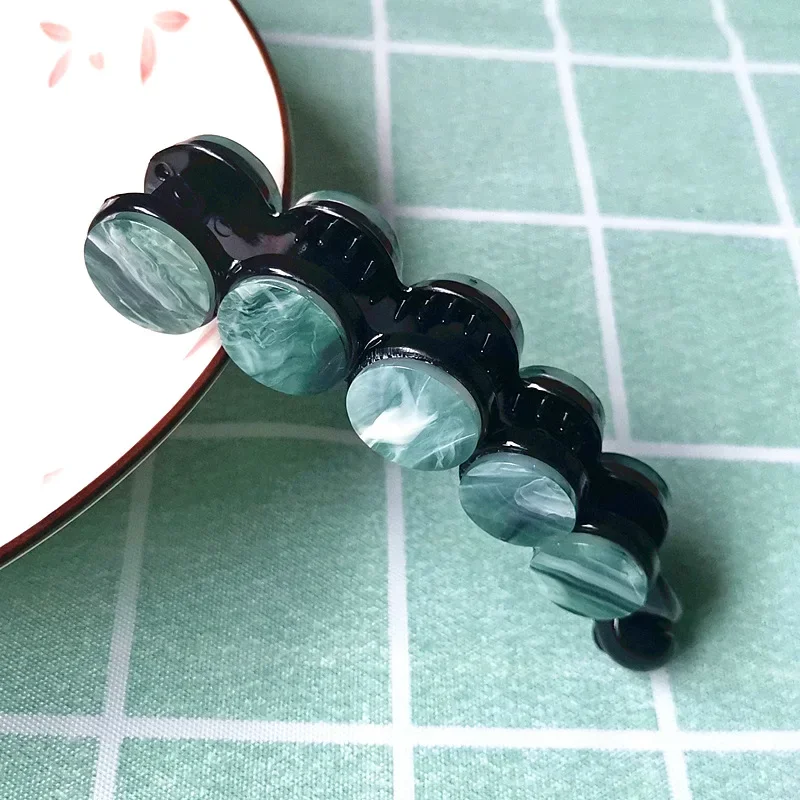 Simple Marble Pattern Banana Clip Women Acetate Leopard Ponytail Holder Hair Clip Casual Tortoiseshell Large Hairpin: Lavender