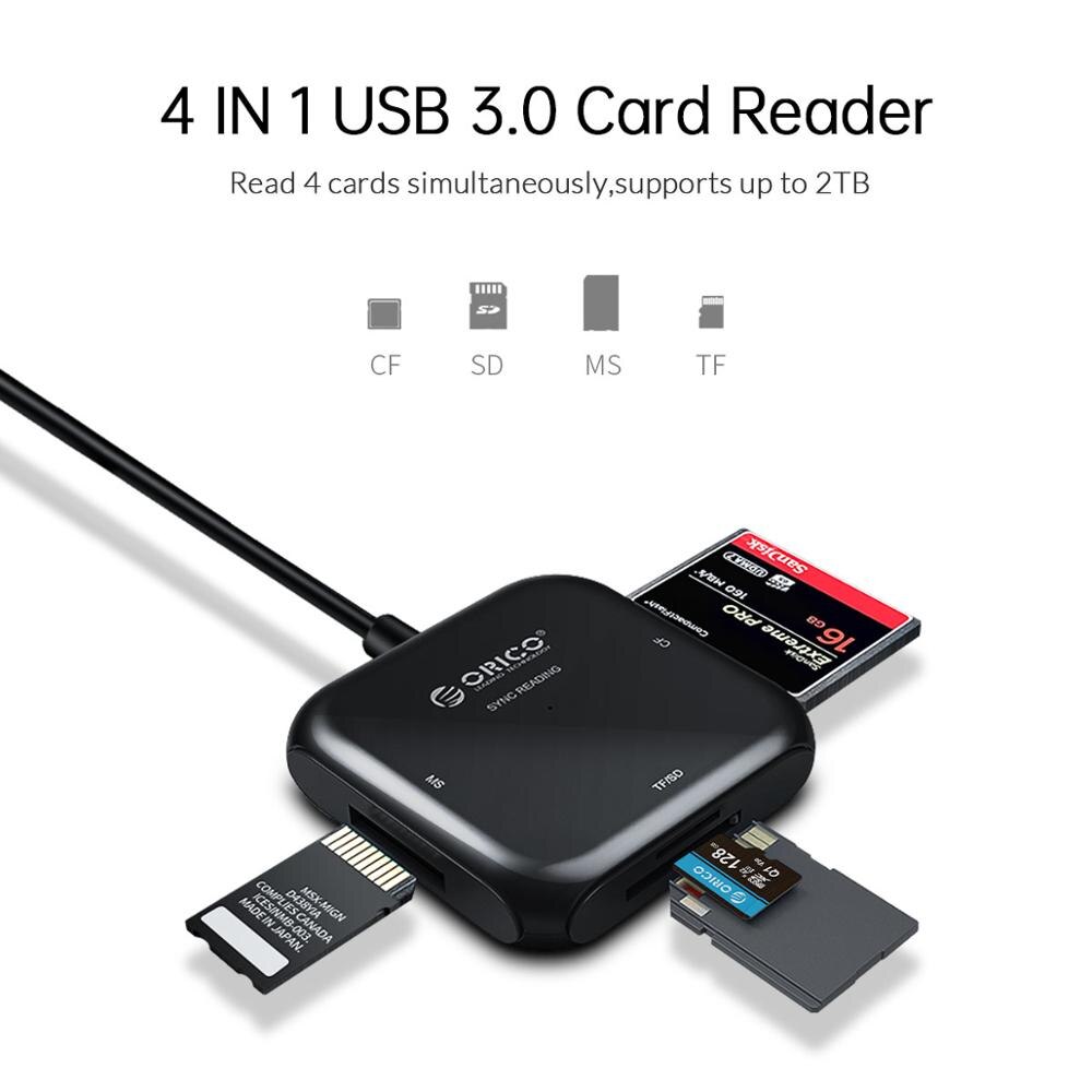 ORICO OTG Smart Card Reader 4 in 1 USB 3.0 Flash Multi Memory Card Reader for TF/SD/MS/CF 4 Card Read & Write Transfer data