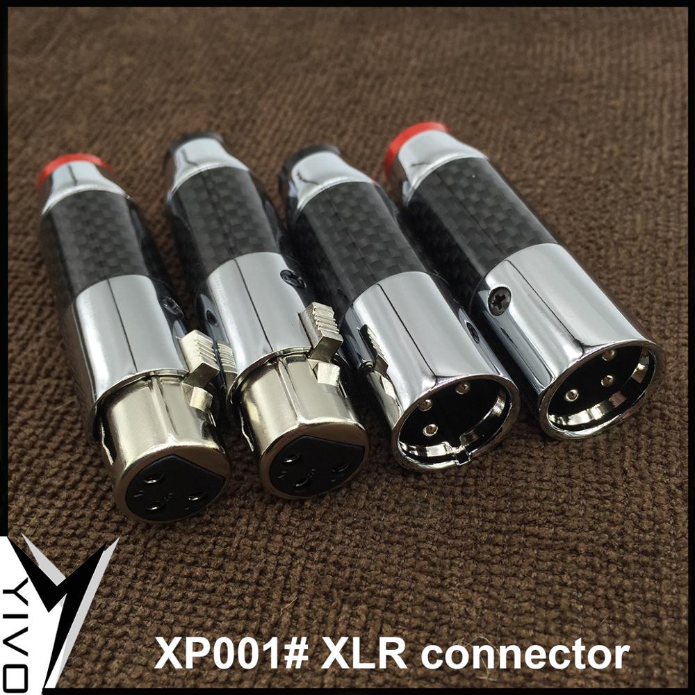 2 pairs/4pairs Female Male 3 pins Carbon Fiber Brass Plated Rhodium Gold XLR Plug Connector