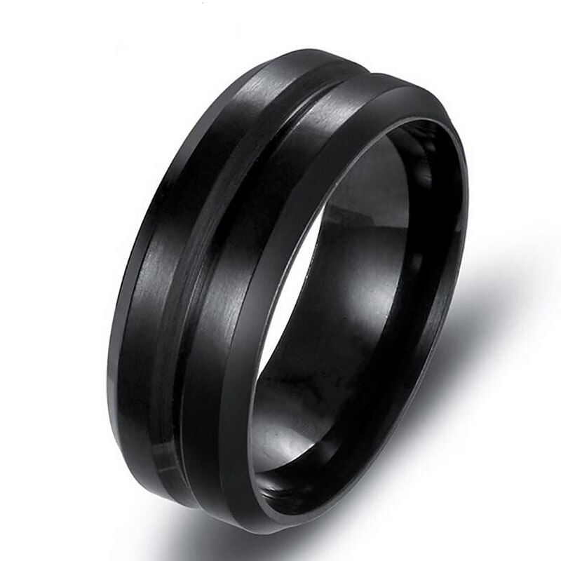 8mm zwarte roestvrijstalen herenringen, sieradenaccessoires, bruiloftsfeestring maat 6-12