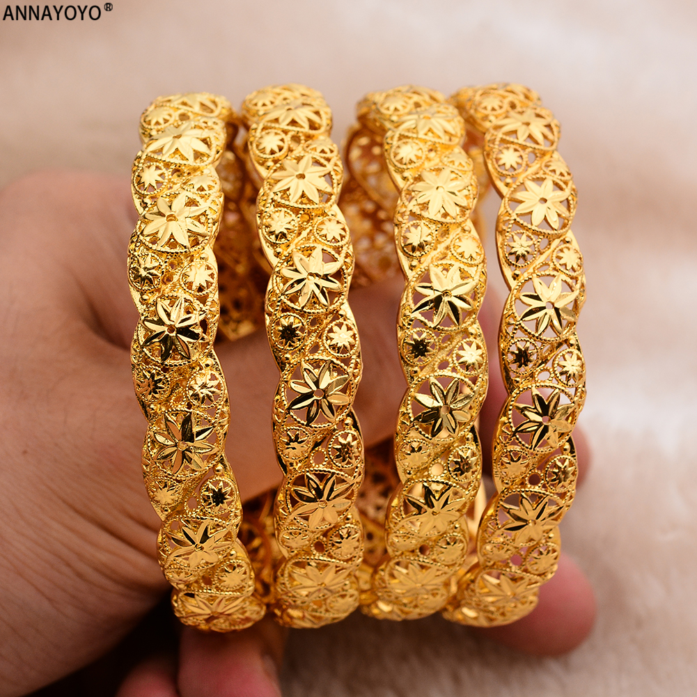 Annayoyo dubai guldarmbånd kvinder mænd 1pc guld kvinder armbånd afrikansk europæisk etiopien mænd piger smykker armbånd