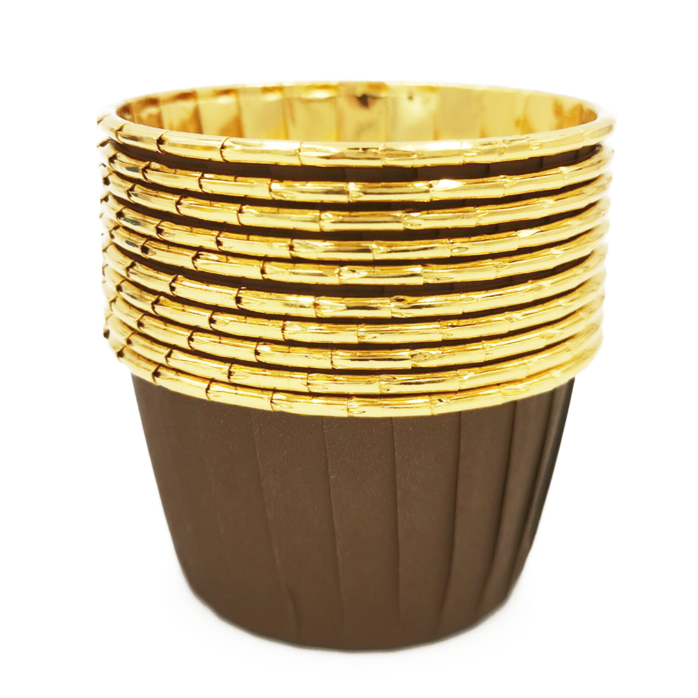 50 stk/pakke 9 farver muffin cupcake liner kage indpakning bagning kop bakke sag kage papir kopper wienerbrød værktøj festartikler: Kaffe guld