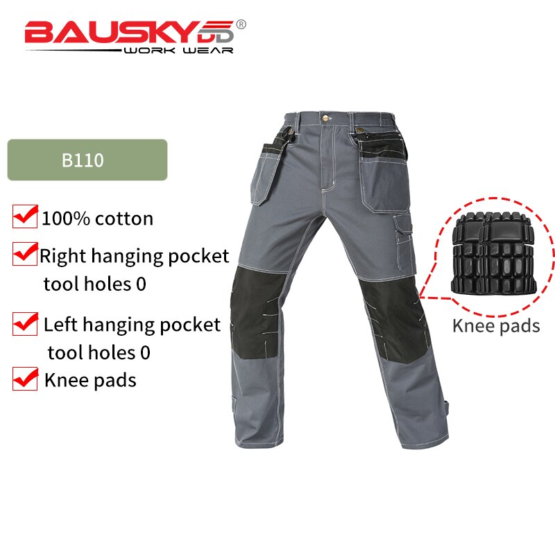Construction Work Pants Men 100% Cotton Pants Working Pants Men Workwear Clothes with Knee Pads