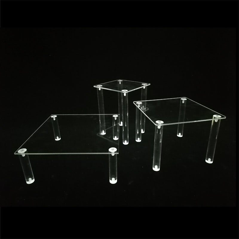 Square Clear Acrylic Crystal Cake Stand Wedding party table Cakecup decorating tools Dessert Tray