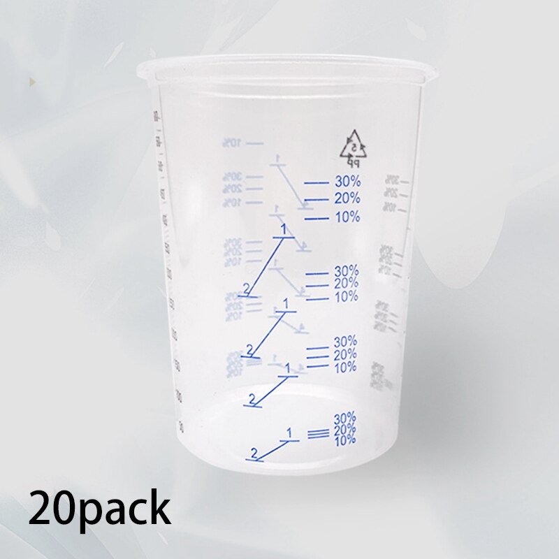 20Pcs Plastic Disposable Paint Mixing Cup Measurements Cups For Resin Epoxy Pour 600ML: Default Title
