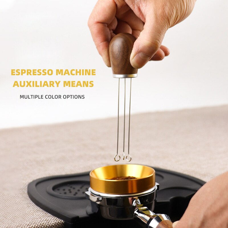 Solid Wood Handle Needle Coffee Tamper 3.2*13.9cm Coffee Tamper Distributor Leveler Tool Needle Type Coffee Powder Distributor