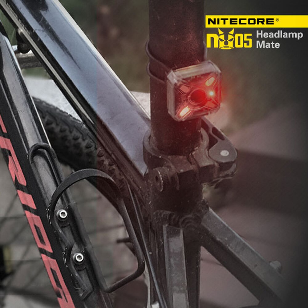 Topale nitecore  nu05 kit 35 lms hvidt rødt lys højtydende 4 led letvægts usb genopladelig udendørs cykel pandelampe mate