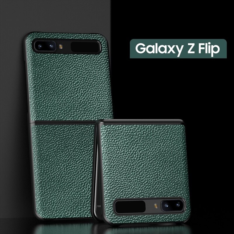 Luxus Kohlenstoff Fiber fallen Für Samsung Z kippen Litschi Getreide Kreuz Textur Leder Telefon Abdeckung Für Galaxis ZFlip Klapp Halfter: Litchi grün