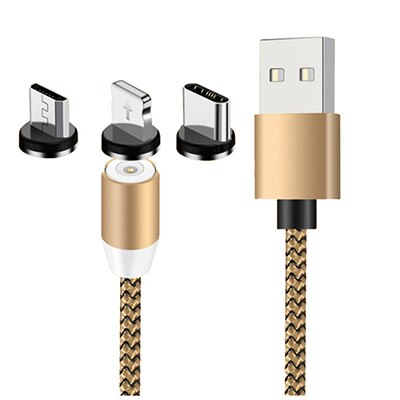 3 In 1 Magnetische Micro Usb Kabel Voor Iphone Samsung Android Snel Opladen Magneet Charger Usb Type C Kabel Mobiele telefoon Draad Koord: 1and 3 plug gold