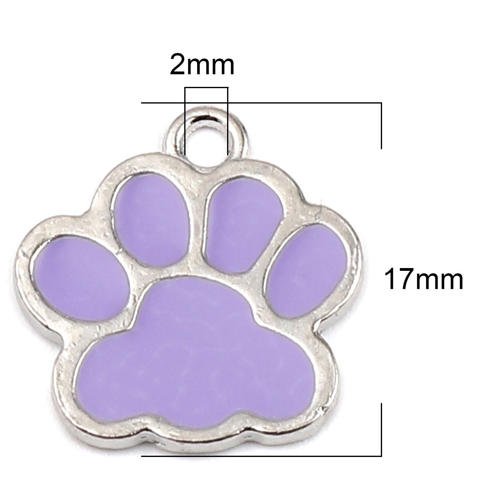 20PCs Animal Series Zinc Based Alloy Charms Pendant For Jewelry Making Paw Claw Silver Color Purple Enamel 17mm x 16mm: 1