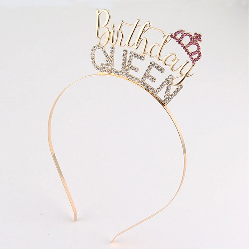 Anniversaire reine couronne diadème bandeau pour femmes filles heureux 30th 40th 50th 60th 70th 80th décorations de fête d'anniversaire faveurs