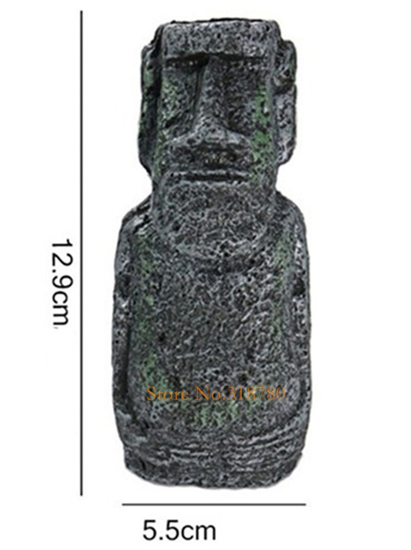 Resin Aquarium Decoration Easter Island Head Statue Egyptian Pharaoh Pyramid Desert Theme Fish Tank Decor