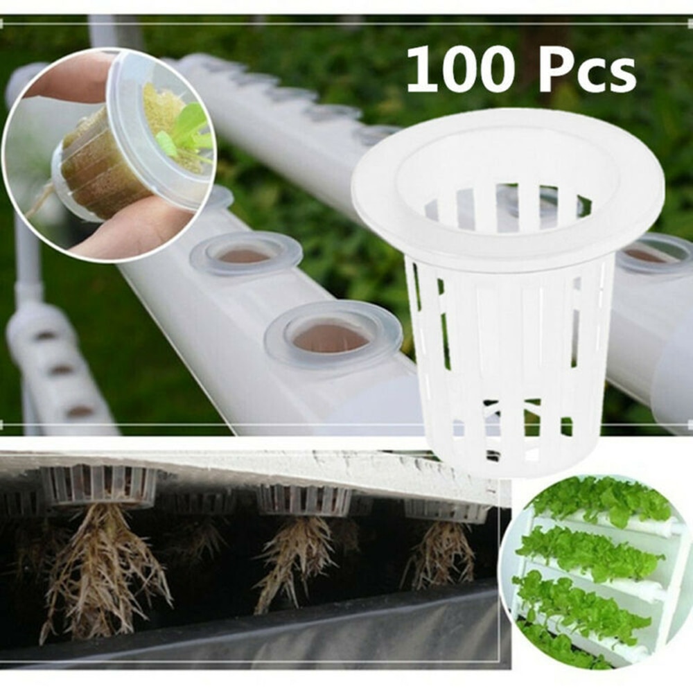 100 stk grøntsagsnet kop skårnet mesh soilless kultur potter hydroponisk system haveplante kloning indsæt frø spire pot