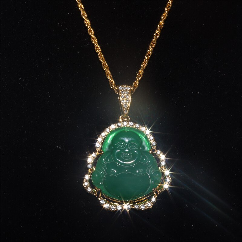 Roze Wit Boeddha Ketting Voor Vrouwen Exquisite Chinese Stijl Maitreya Buddah Ketting Hanger Vrouwelijke: AL2207-Green